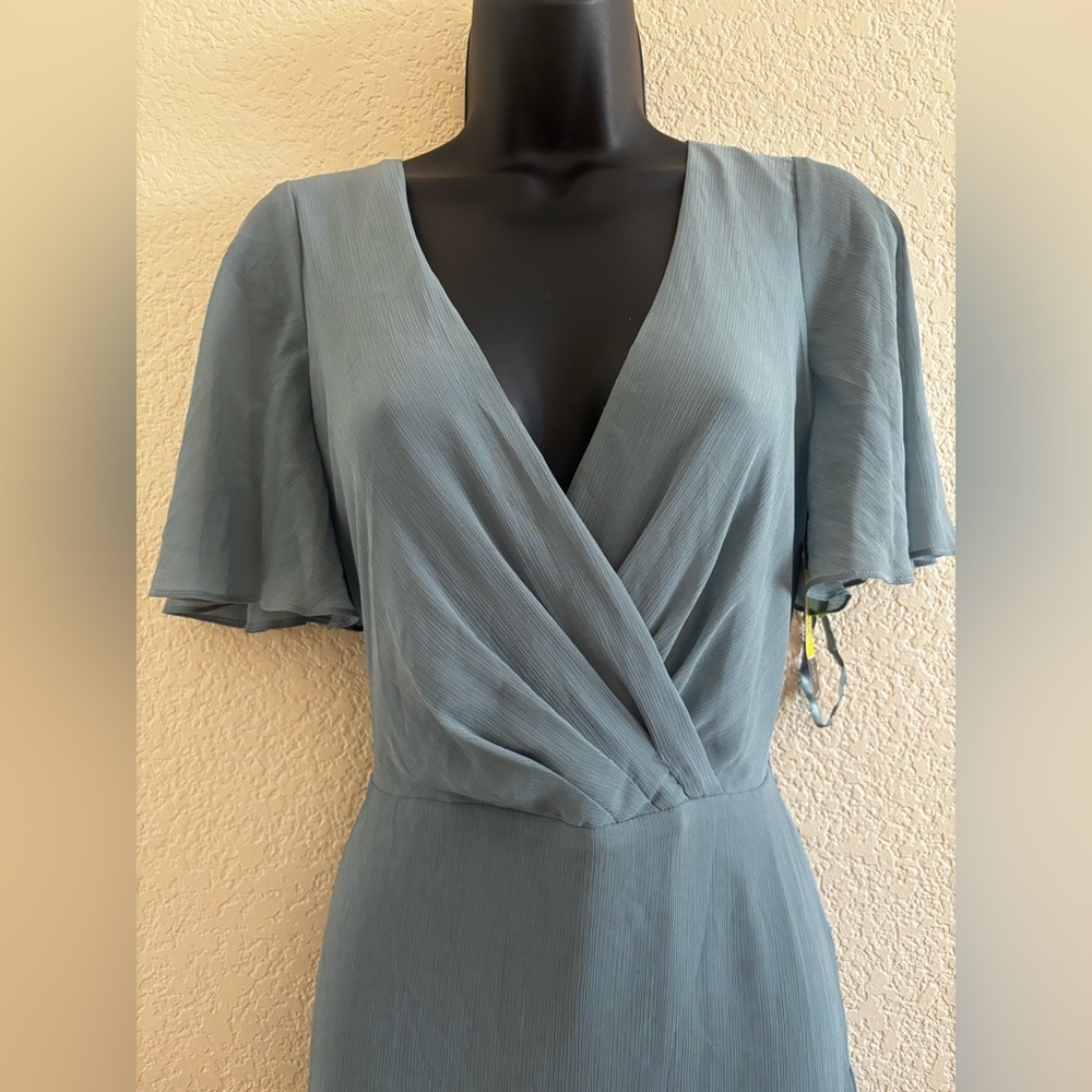 Lauren Ralph Lauren Womens Green Ruffled Chiffon Fit & Flare Dress NWT - Picture 5 of 12